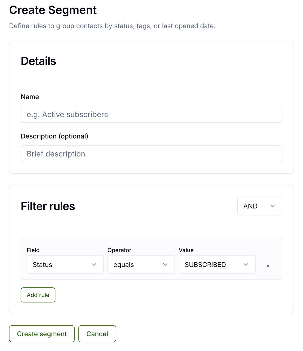 Create a custom Segment