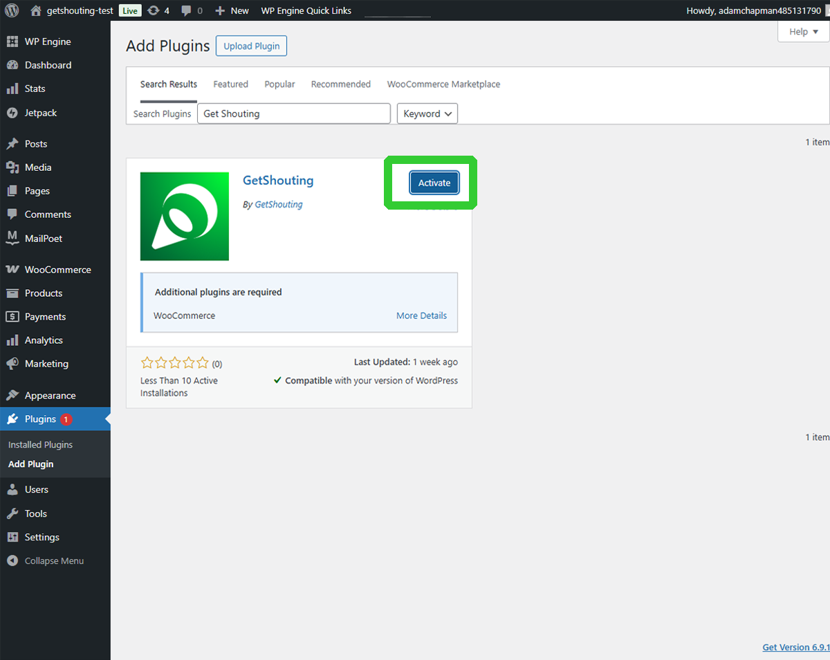 WordPress Plugins → Add New